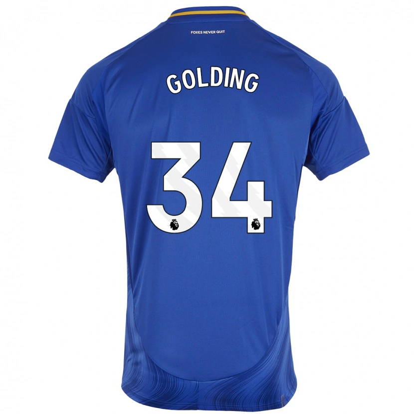 Danxen Dzieci Michael Golding #34 Niebieski Biały Domowa Koszulka 2024/25 Koszulki Klubowe