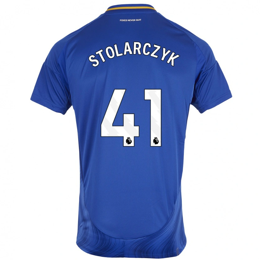 Danxen Dzieci Jakub Stolarczyk #41 Niebieski Biały Domowa Koszulka 2024/25 Koszulki Klubowe
