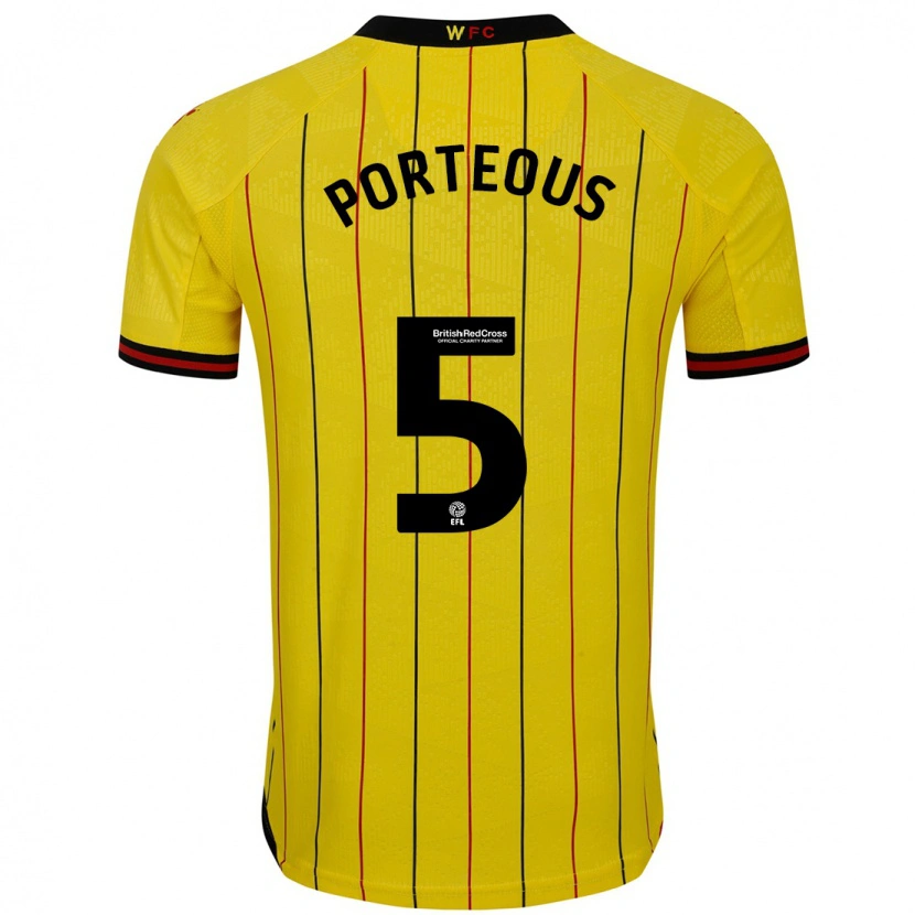 Danxen Dzieci Ryan Porteous #5 Żółty Czarny Domowa Koszulka 2024/25 Koszulki Klubowe