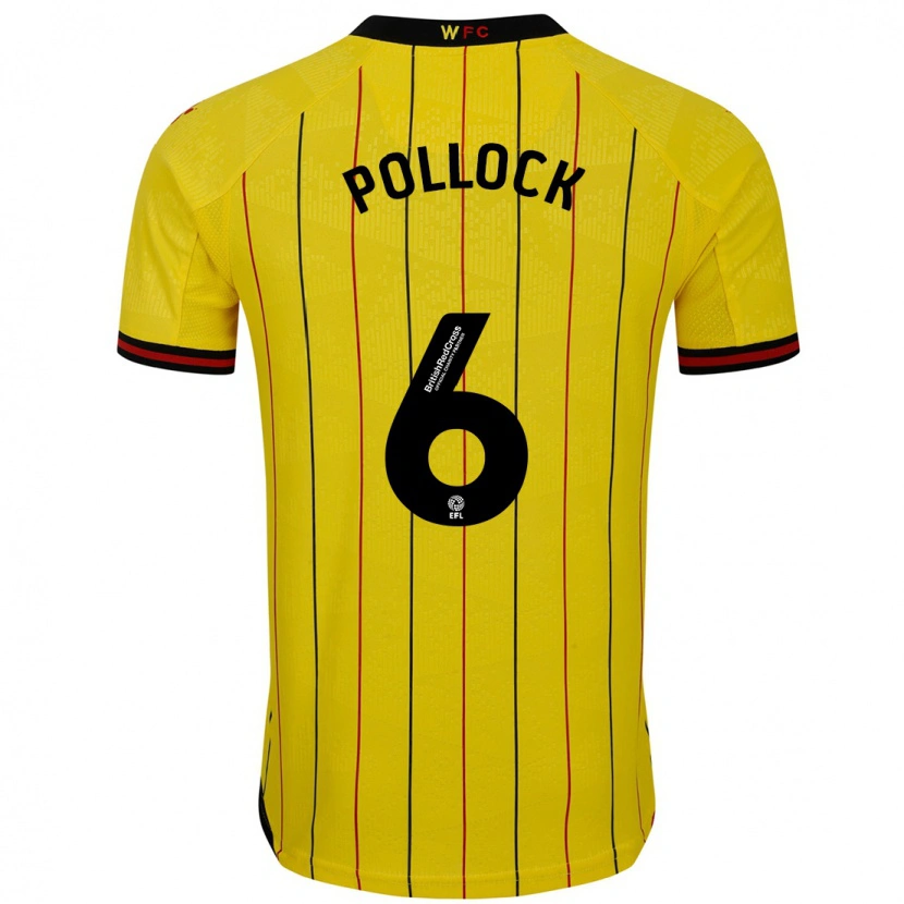 Danxen Dzieci Mattie Pollock #6 Żółty Czarny Domowa Koszulka 2024/25 Koszulki Klubowe