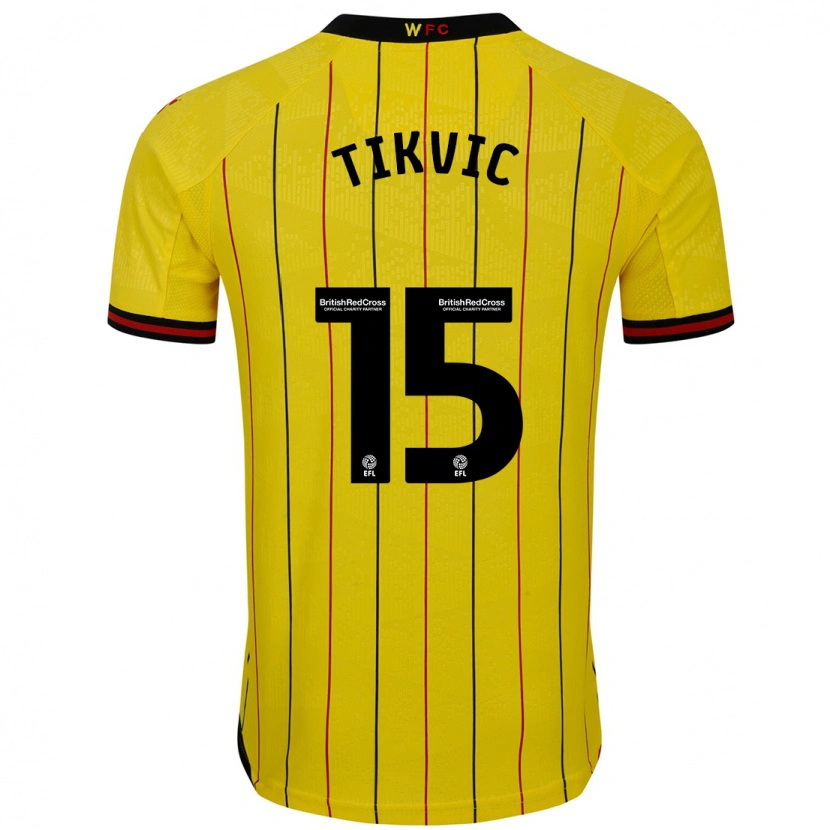 Danxen Dzieci Antonio Tikvic #15 Żółty Czarny Domowa Koszulka 2024/25 Koszulki Klubowe