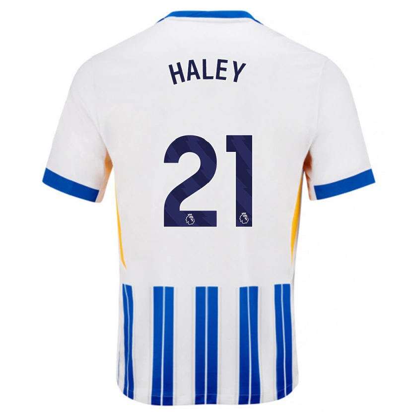 Danxen Dzieci Madison Haley #21 Biały Niebieski Prążki Domowa Koszulka 2024/25 Koszulki Klubowe