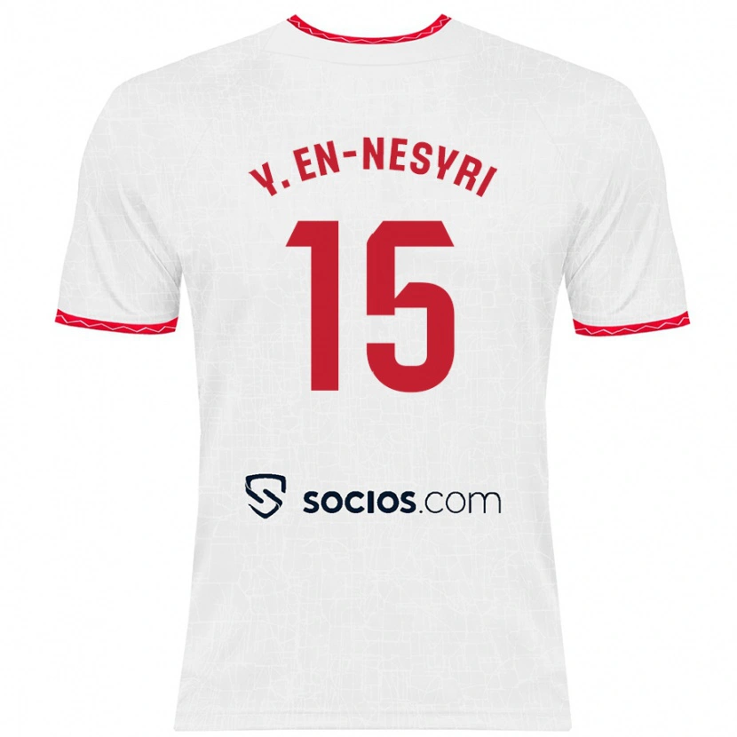 Danxen Dzieci Youssef En-Nesyri #15 Biały Czerwony Domowa Koszulka 2024/25 Koszulki Klubowe