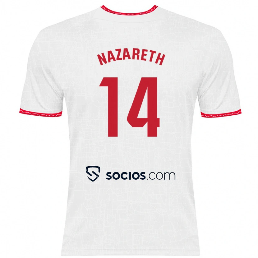 Danxen Dzieci Nazaret Martín #14 Biały Czerwony Domowa Koszulka 2024/25 Koszulki Klubowe