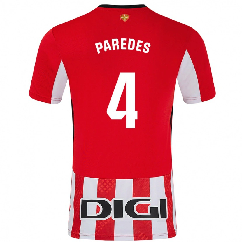 Danxen Dzieci Aitor Paredes #4 Czerwony Biały Domowa Koszulka 2024/25 Koszulki Klubowe