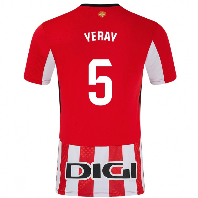Danxen Dzieci Yeray Álvarez #5 Czerwony Biały Domowa Koszulka 2024/25 Koszulki Klubowe