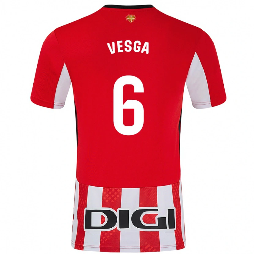 Danxen Dzieci Mikel Vesga #6 Czerwony Biały Domowa Koszulka 2024/25 Koszulki Klubowe