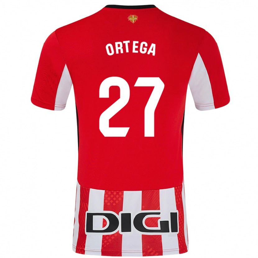 Danxen Dzieci Sara Ortega #27 Czerwony Biały Domowa Koszulka 2024/25 Koszulki Klubowe