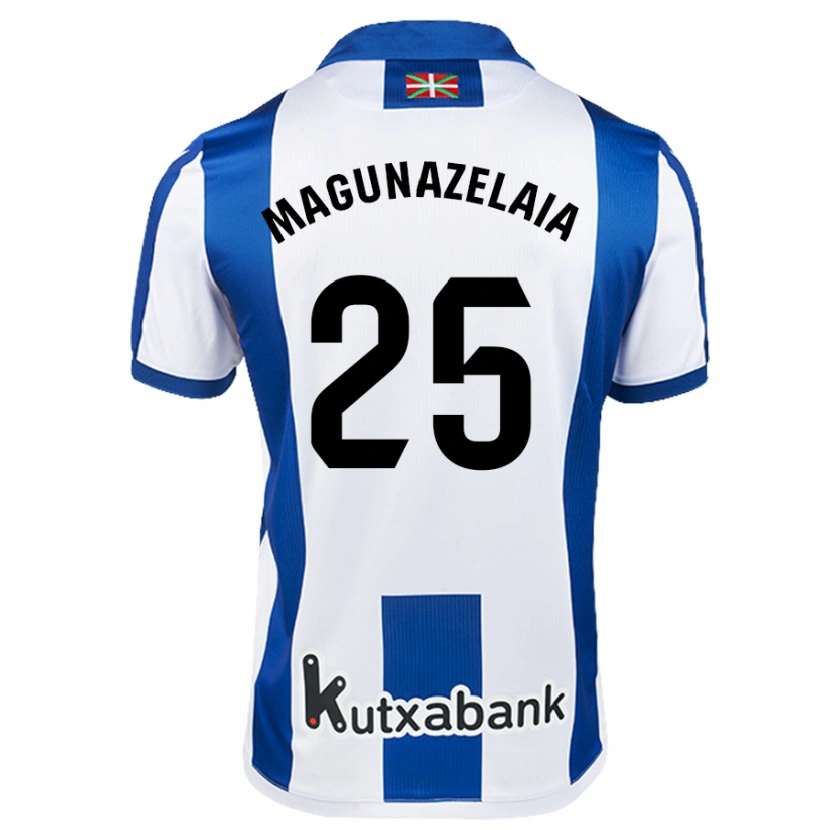 Danxen Dzieci Jon Magunazelaia #25 Biały Niebieski Domowa Koszulka 2024/25 Koszulki Klubowe