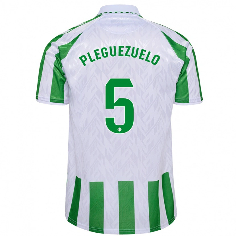 Danxen Dzieci Xavi Pleguezuelo #5 Zielony Białe Paski Domowa Koszulka 2024/25 Koszulki Klubowe