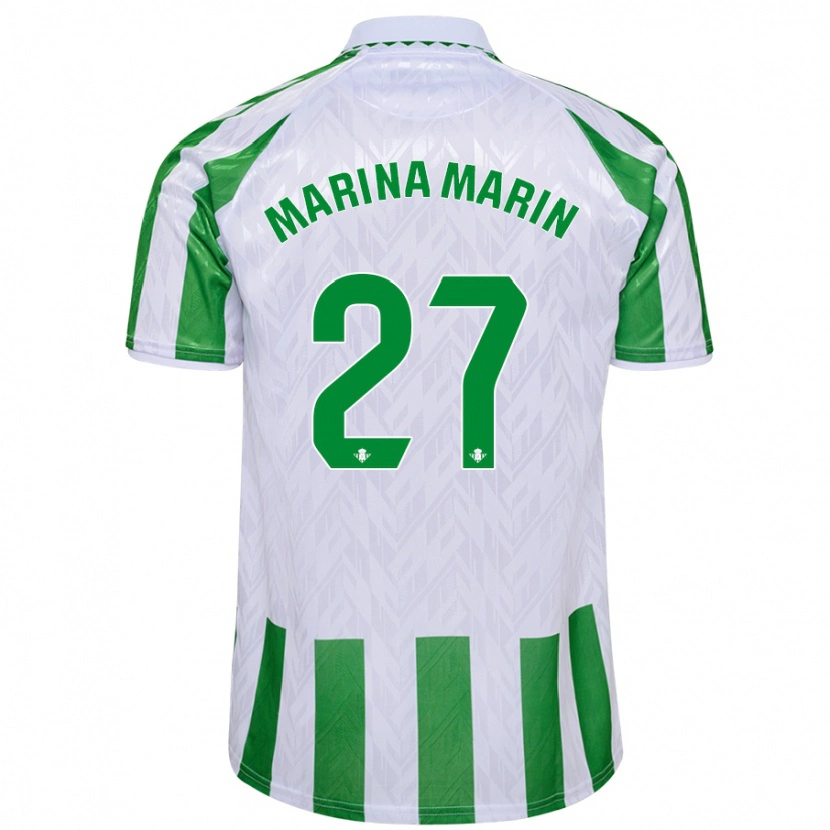 Danxen Dzieci Marina Marín #27 Zielony Białe Paski Domowa Koszulka 2024/25 Koszulki Klubowe