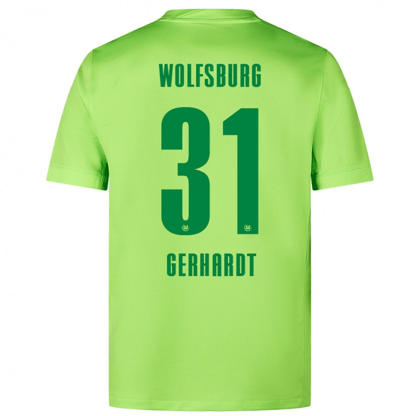 Danxen Dzieci Yannick Gerhardt #31 Fluorescencyjny Zielony Domowa Koszulka 2024/25 Koszulki Klubowe