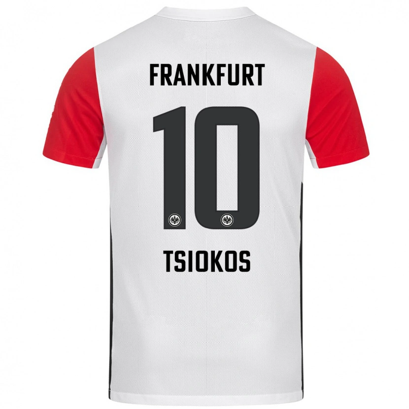 Danxen Dzieci Leonidas Ilias Tsiokos #10 Biały Czerwony Domowa Koszulka 2024/25 Koszulki Klubowe