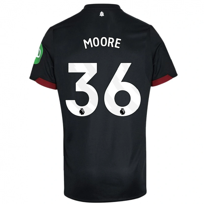 Danxen Dzieci Sean Moore #36 Czarny Biały Wyjazdowa Koszulka 2024/25 Koszulki Klubowe