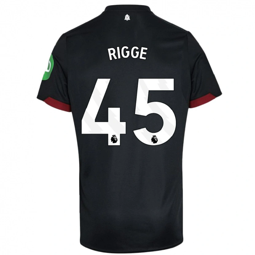 Danxen Dzieci Daniel Rigge #45 Czarny Biały Wyjazdowa Koszulka 2024/25 Koszulki Klubowe