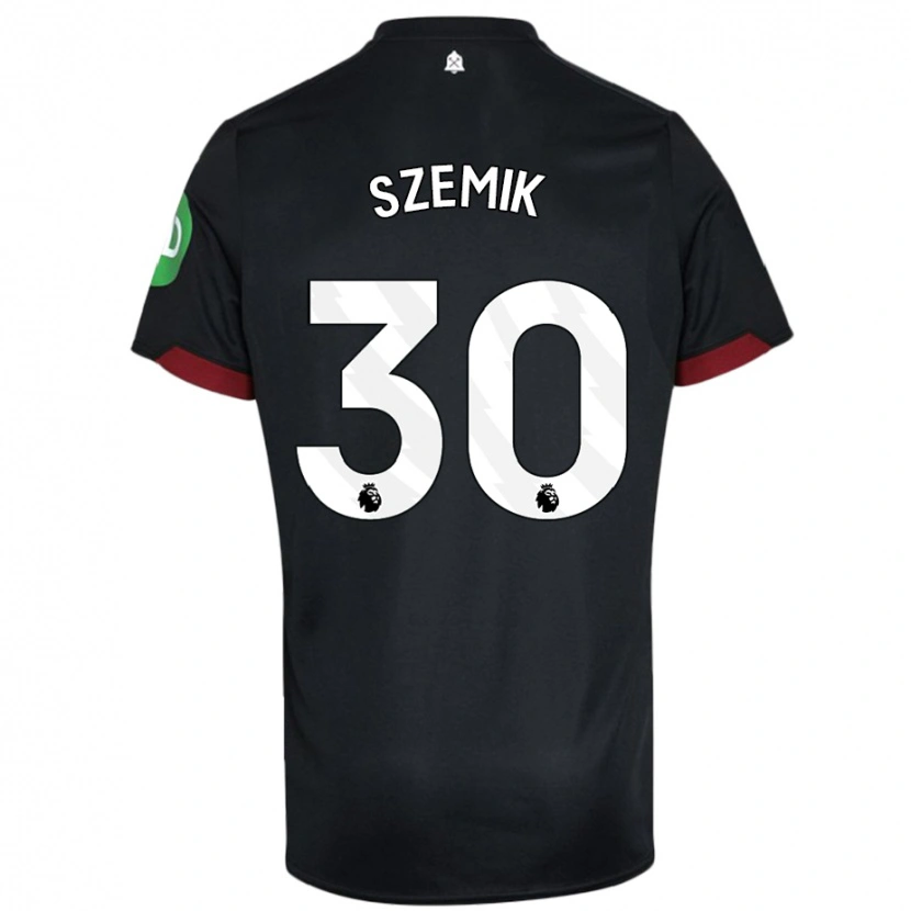 Danxen Dzieci Kinga Szemik #30 Czarny Biały Wyjazdowa Koszulka 2024/25 Koszulki Klubowe
