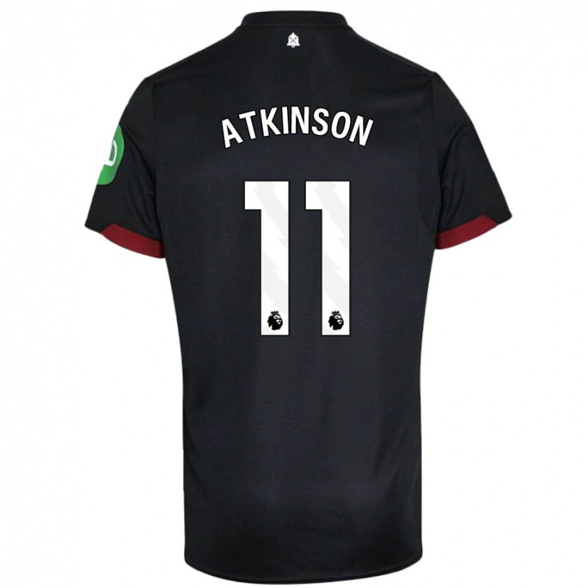 Danxen Dzieci Izzy Atkinson #11 Czarny Biały Wyjazdowa Koszulka 2024/25 Koszulki Klubowe