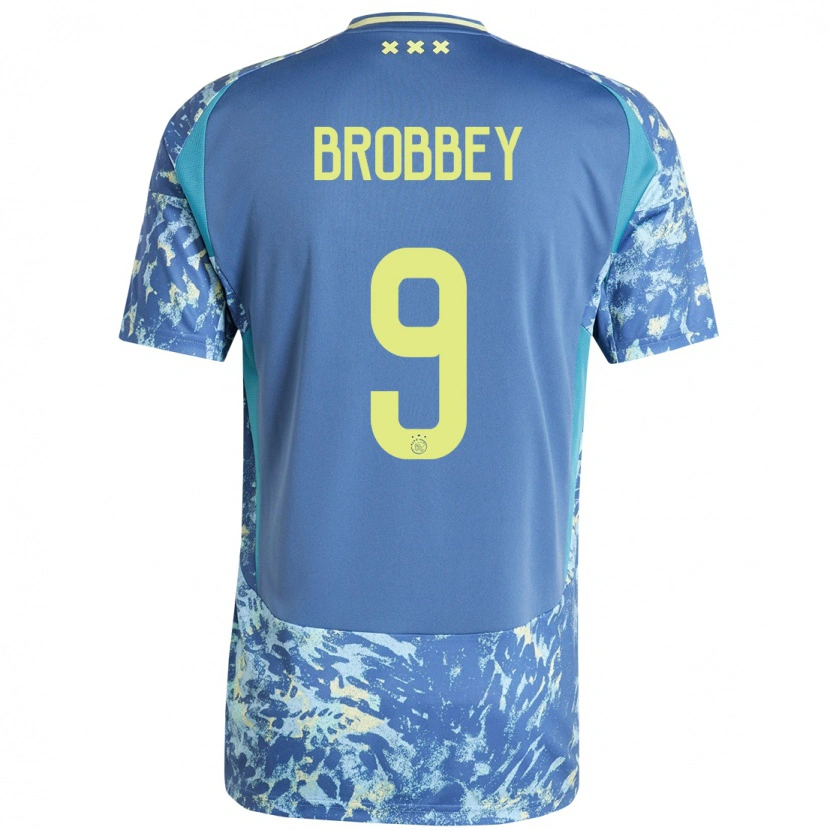 Danxen Dzieci Brian Brobbey #9 Szary Niebieski Żółty Wyjazdowa Koszulka 2024/25 Koszulki Klubowe