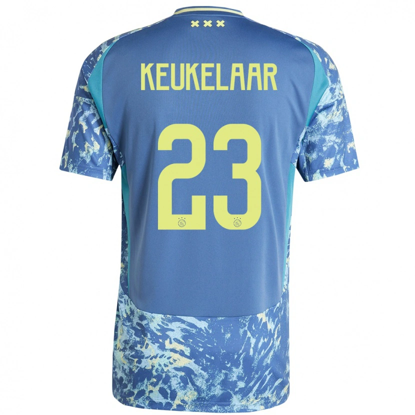 Danxen Dzieci Lotte Keukelaar #23 Szary Niebieski Żółty Wyjazdowa Koszulka 2024/25 Koszulki Klubowe