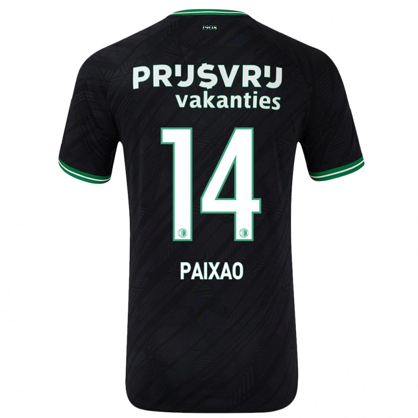 Danxen Dzieci Igor Paixão #14 Czarny Zielony Wyjazdowa Koszulka 2024/25 Koszulki Klubowe