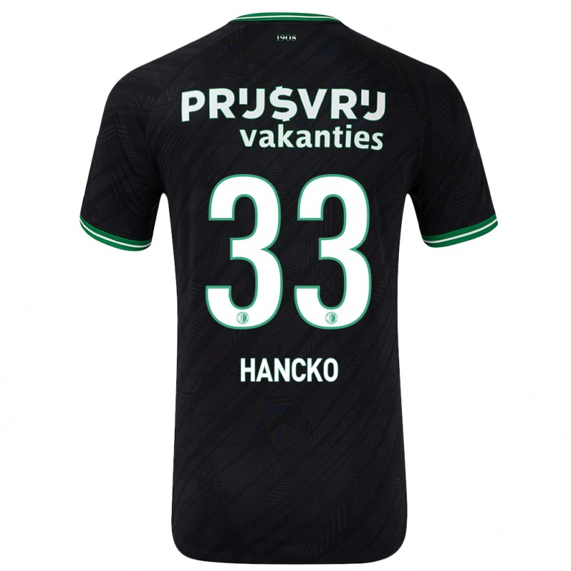 Danxen Dzieci Dávid Hancko #33 Czarny Zielony Wyjazdowa Koszulka 2024/25 Koszulki Klubowe