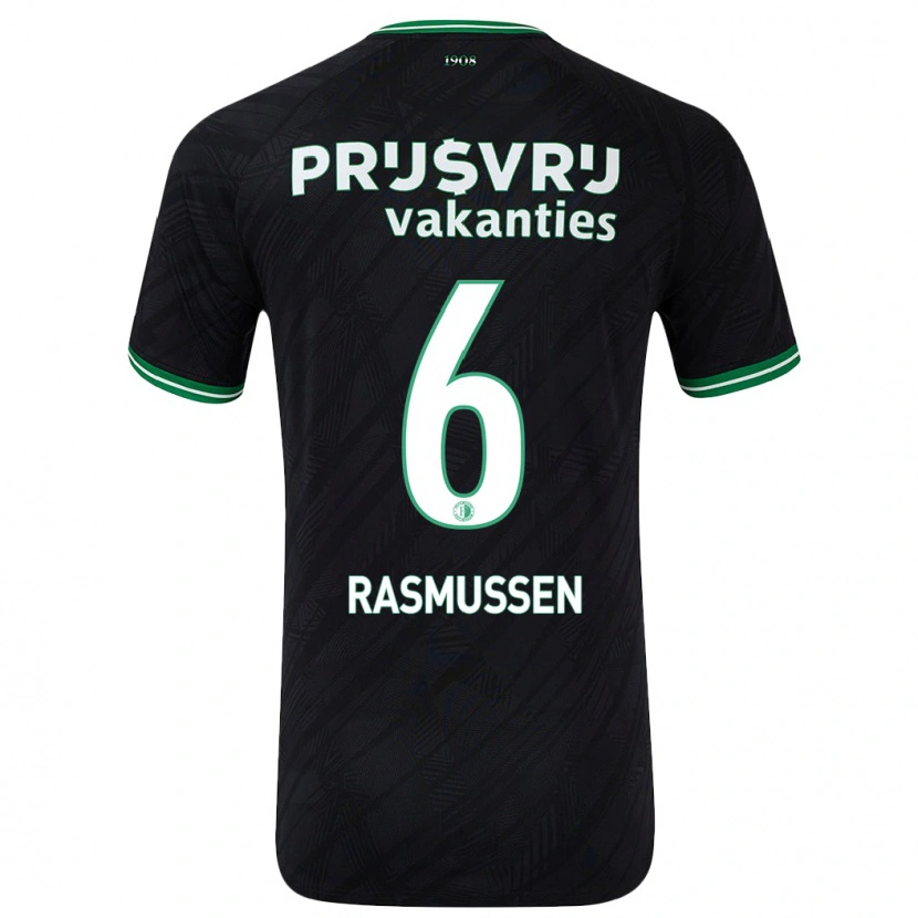 Danxen Dzieci Jacob Rasmussen #6 Czarny Zielony Wyjazdowa Koszulka 2024/25 Koszulki Klubowe