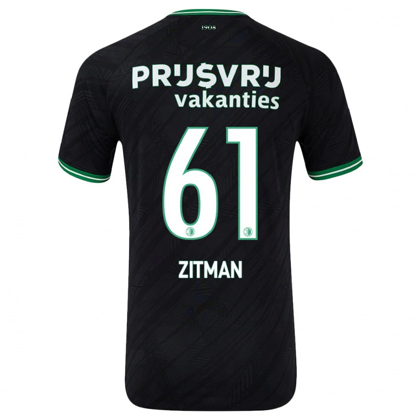Danxen Dzieci Sven Zitman #61 Czarny Zielony Wyjazdowa Koszulka 2024/25 Koszulki Klubowe