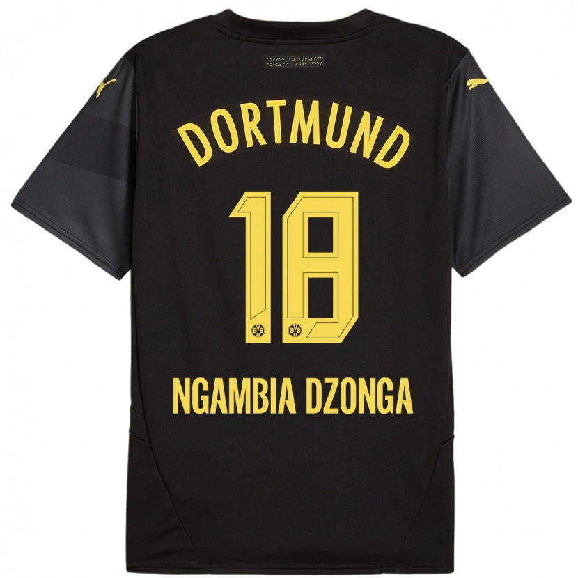 Danxen Dzieci Diego Ngambia #18 Czarny Żółty Wyjazdowa Koszulka 2024/25 Koszulki Klubowe