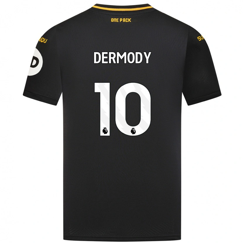 Danxen Dzieci Helen Dermody #10 Czarny Wyjazdowa Koszulka 2024/25 Koszulki Klubowe