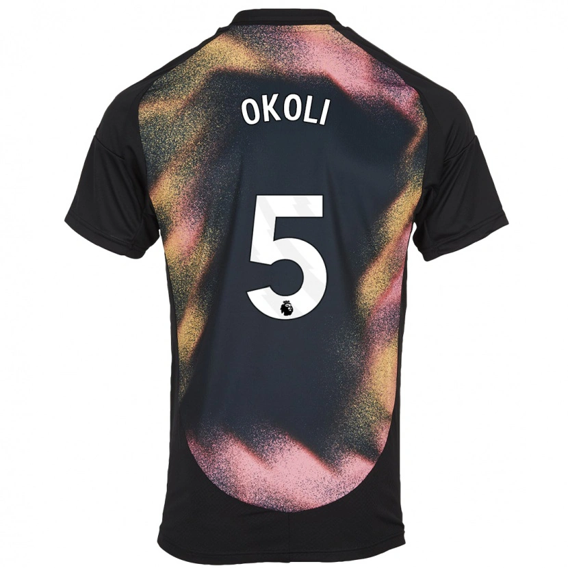 Danxen Dzieci Caleb Okoli #5 Czarny Biały Wyjazdowa Koszulka 2024/25 Koszulki Klubowe