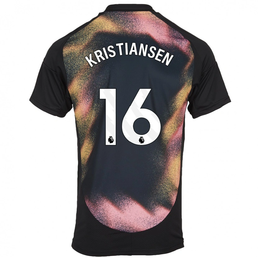 Danxen Dzieci Victor Kristiansen #16 Czarny Biały Wyjazdowa Koszulka 2024/25 Koszulki Klubowe
