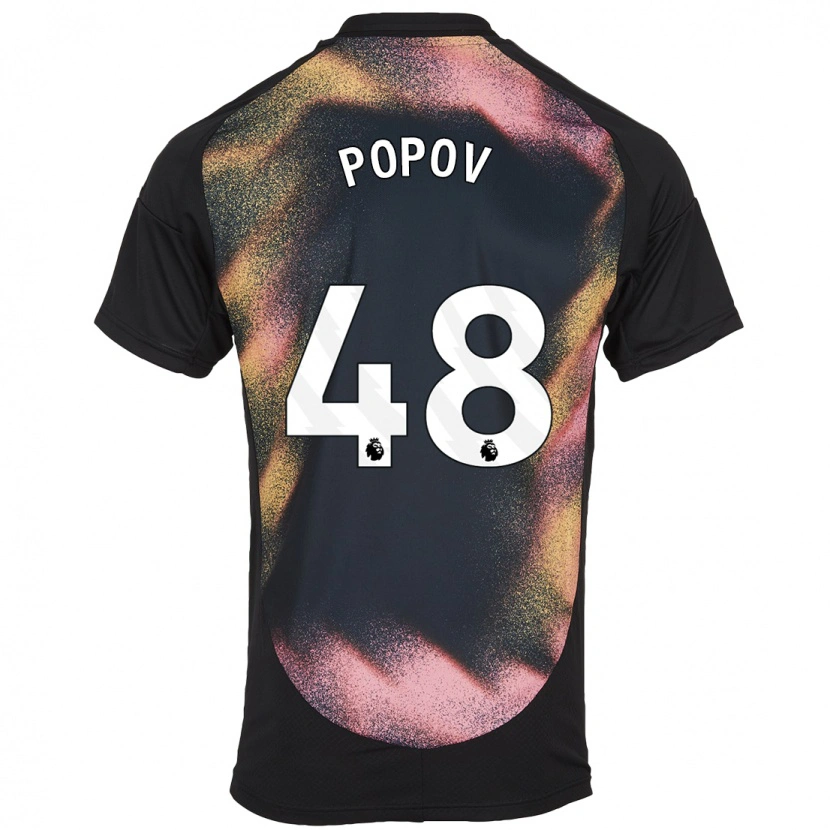 Danxen Dzieci Chris Popov #48 Czarny Biały Wyjazdowa Koszulka 2024/25 Koszulki Klubowe