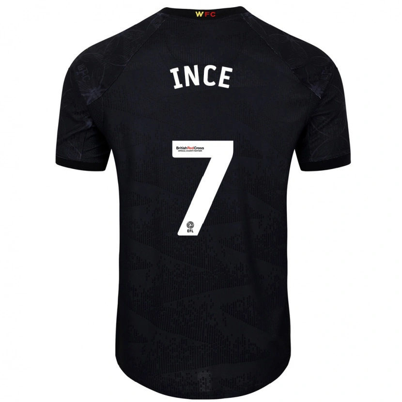 Danxen Dzieci Tom Ince #7 Czarny Biały Wyjazdowa Koszulka 2024/25 Koszulki Klubowe