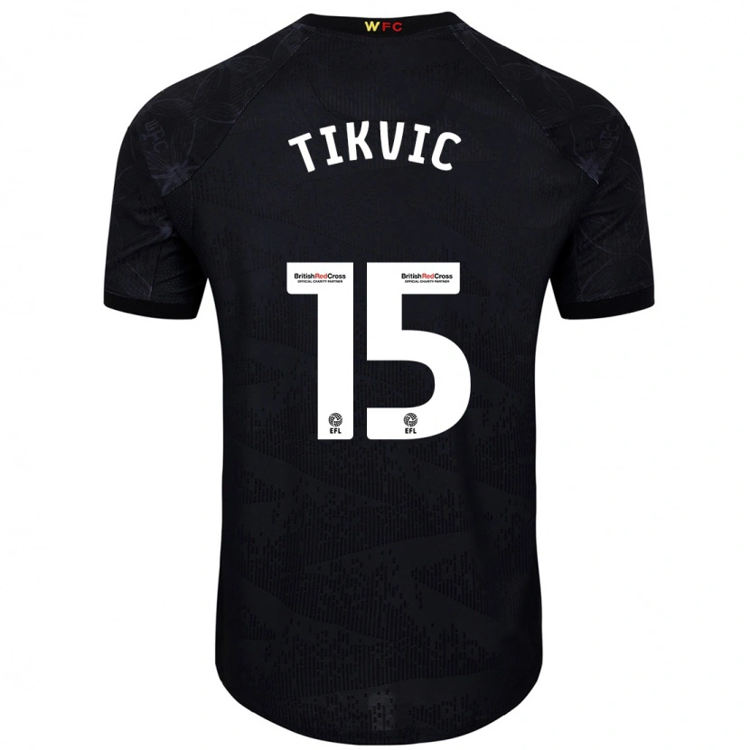 Danxen Dzieci Antonio Tikvic #15 Czarny Biały Wyjazdowa Koszulka 2024/25 Koszulki Klubowe