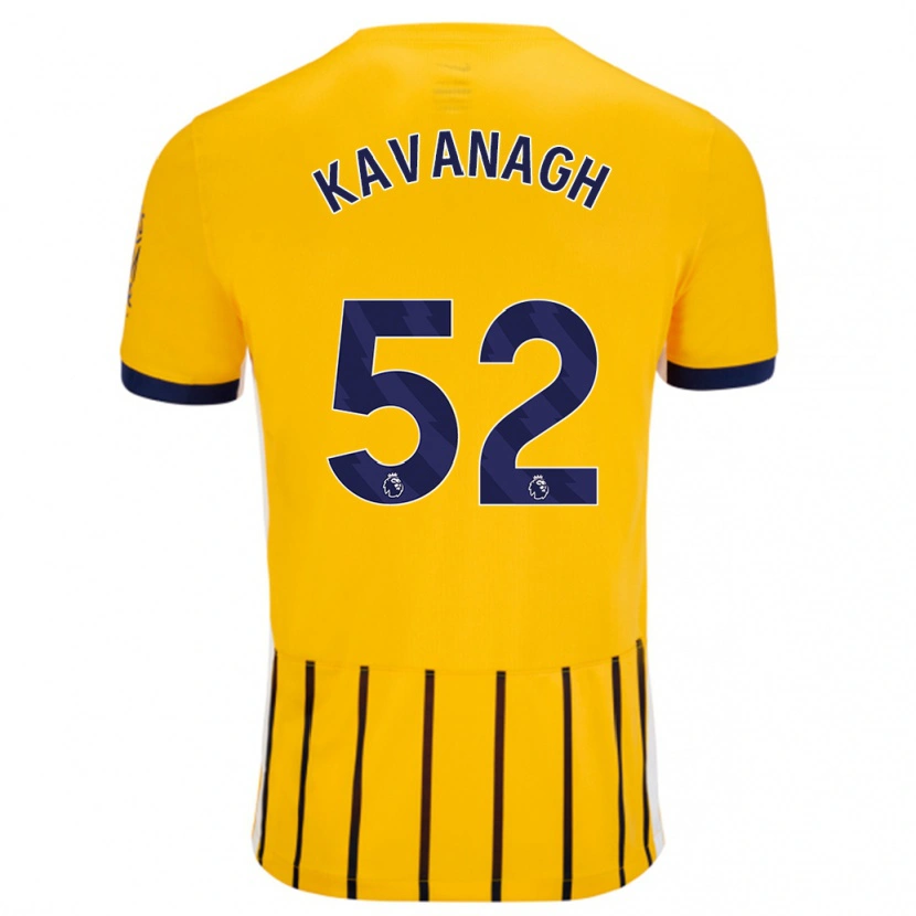 Danxen Dzieci Leigh Kavanagh #52 Złoty Niebieski Prążki Wyjazdowa Koszulka 2024/25 Koszulki Klubowe