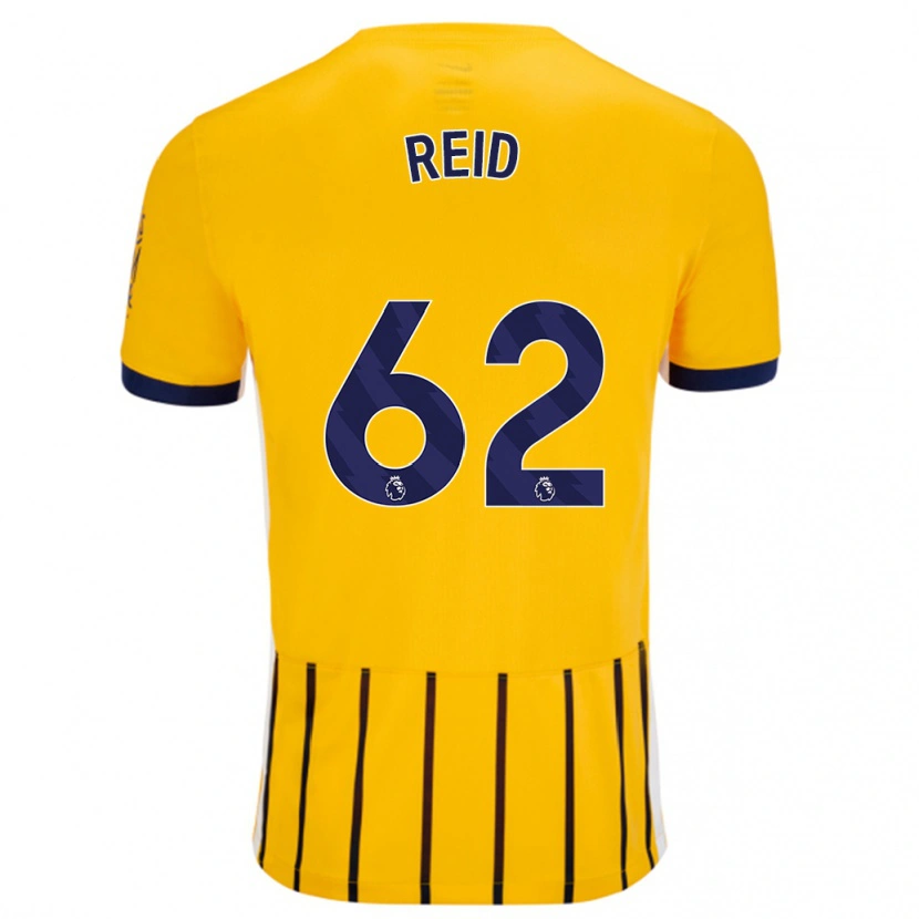 Danxen Dzieci Tommy Reid #62 Złoty Niebieski Prążki Wyjazdowa Koszulka 2024/25 Koszulki Klubowe