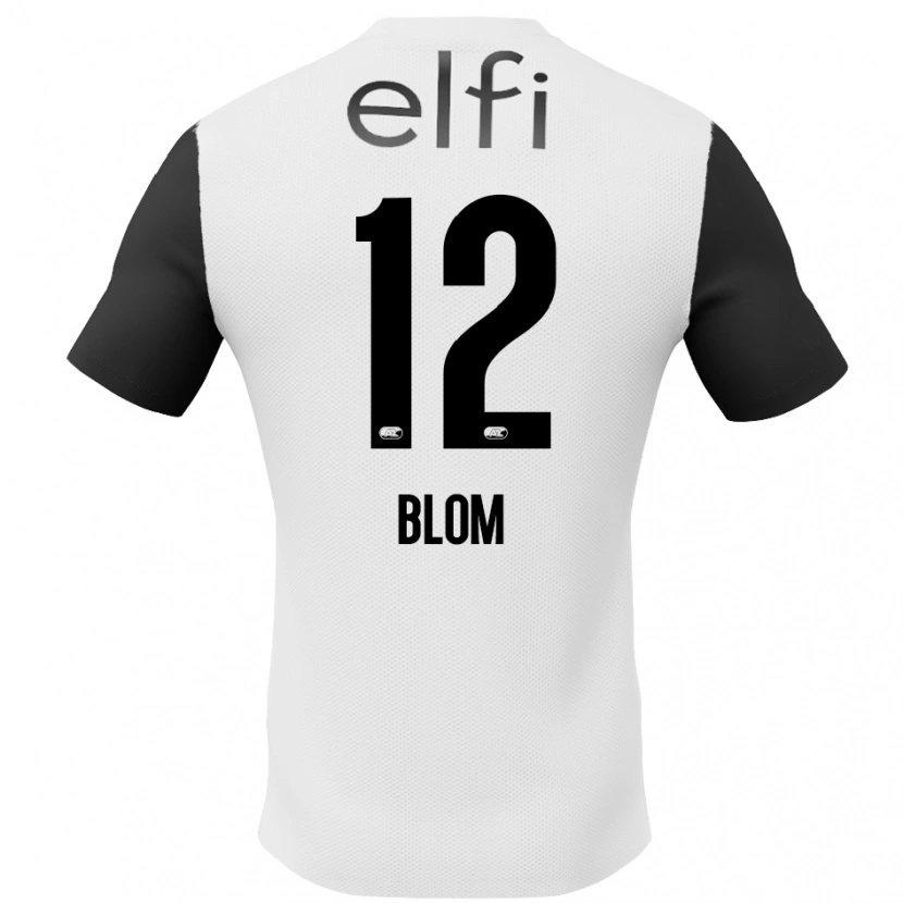 Danxen Dzieci Robin Blom #12 Biały Czarny Wyjazdowa Koszulka 2024/25 Koszulki Klubowe