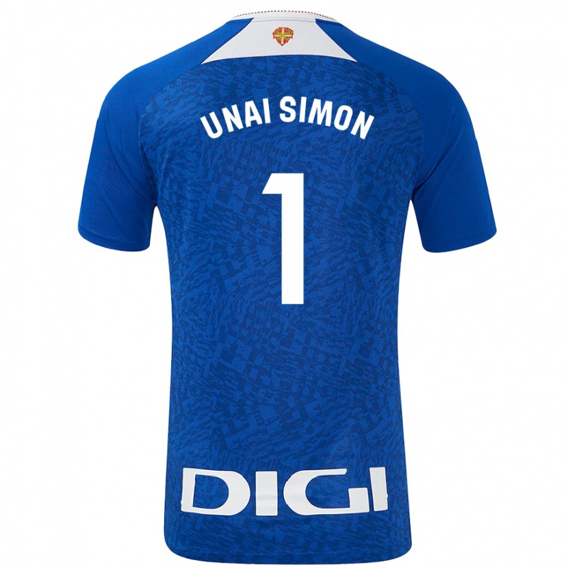 Danxen Dzieci Unai Simón #1 Królewski Niebieski Wyjazdowa Koszulka 2024/25 Koszulki Klubowe