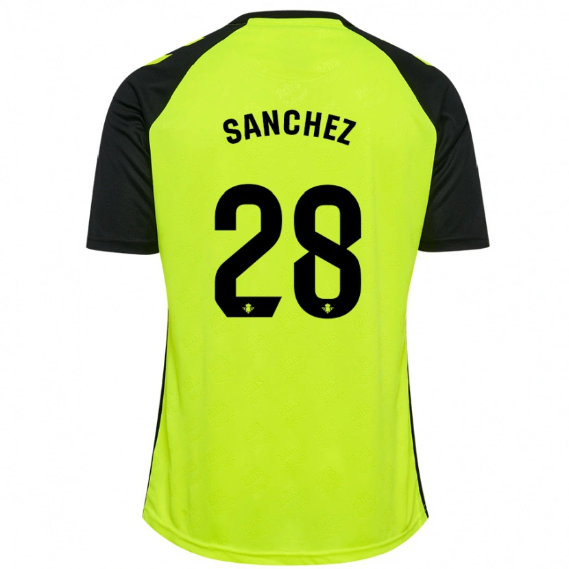 Danxen Dzieci Marina Sánchez #28 Fluorescencyjny Żółty Czarny Wyjazdowa Koszulka 2024/25 Koszulki Klubowe