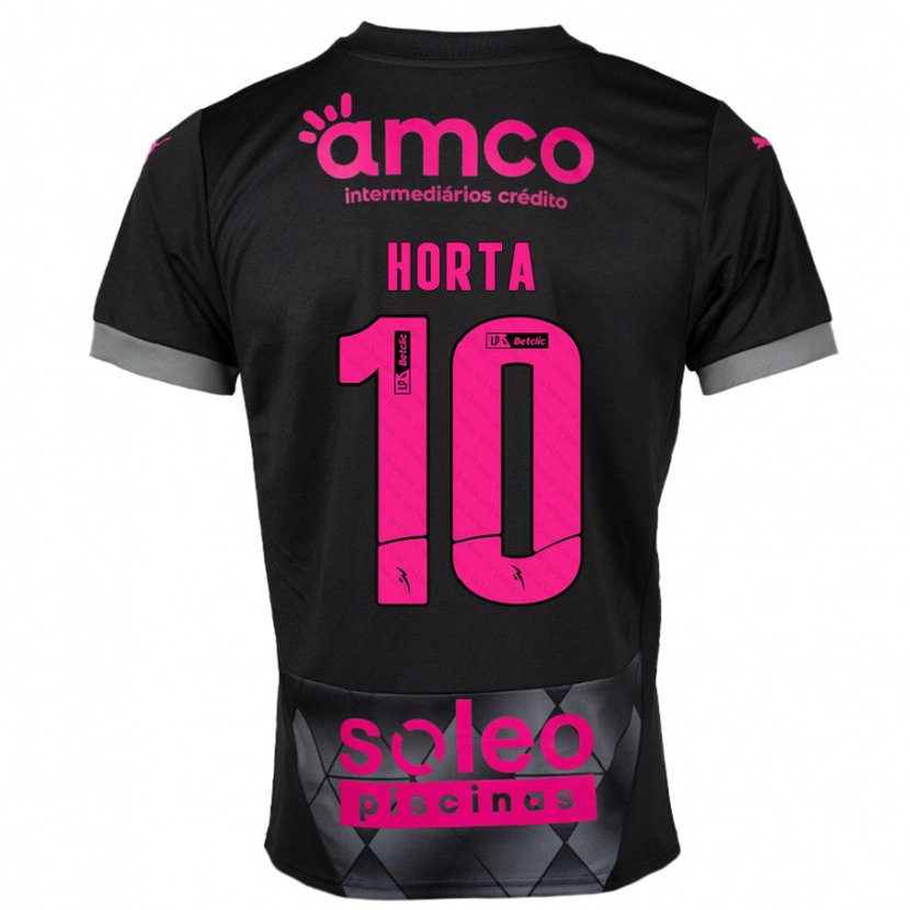 Danxen Dzieci André Horta #10 Czarny Różowy Wyjazdowa Koszulka 2024/25 Koszulki Klubowe