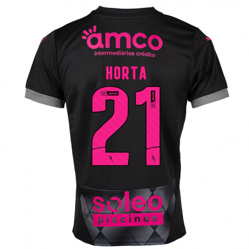 Danxen Dzieci Ricardo Horta #21 Czarny Różowy Wyjazdowa Koszulka 2024/25 Koszulki Klubowe