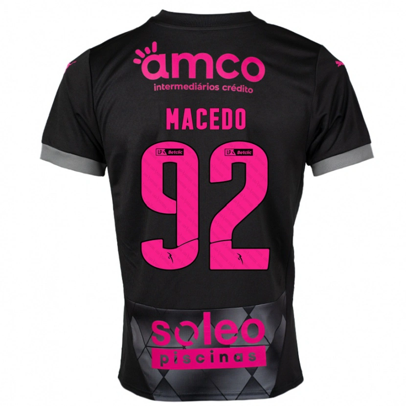 Danxen Dzieci Rodrigo Macedo #92 Czarny Różowy Wyjazdowa Koszulka 2024/25 Koszulki Klubowe