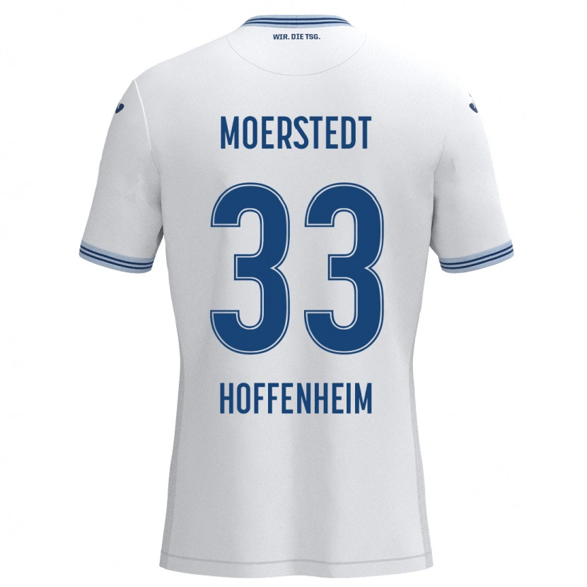 Danxen Dzieci Max Moerstedt #33 Biały Niebieski Wyjazdowa Koszulka 2024/25 Koszulki Klubowe