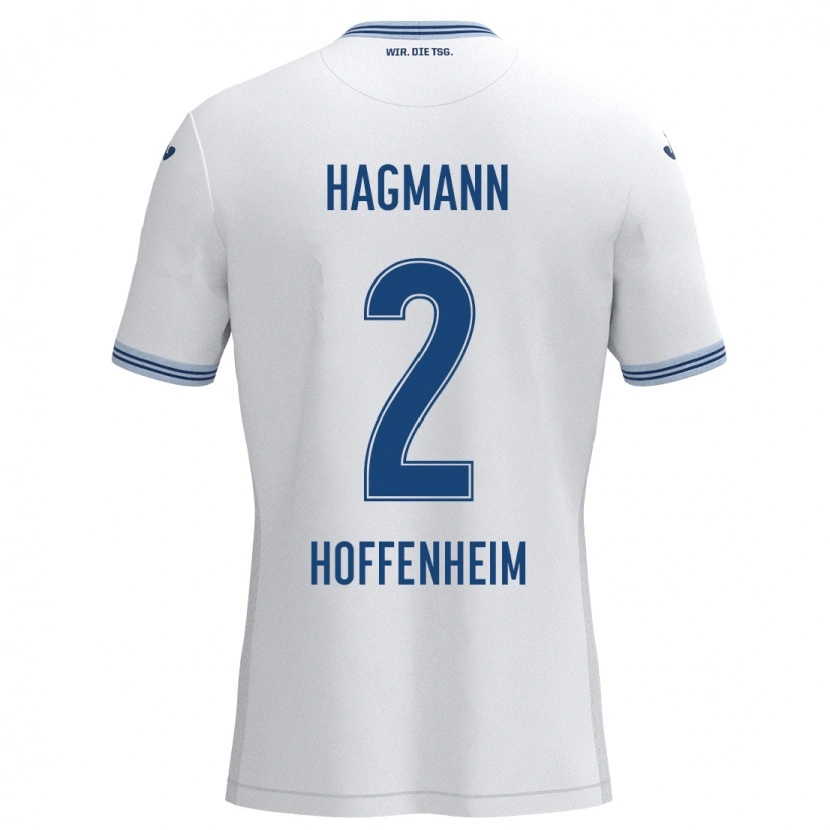Danxen Dzieci Felix Hagmann #2 Biały Niebieski Wyjazdowa Koszulka 2024/25 Koszulki Klubowe