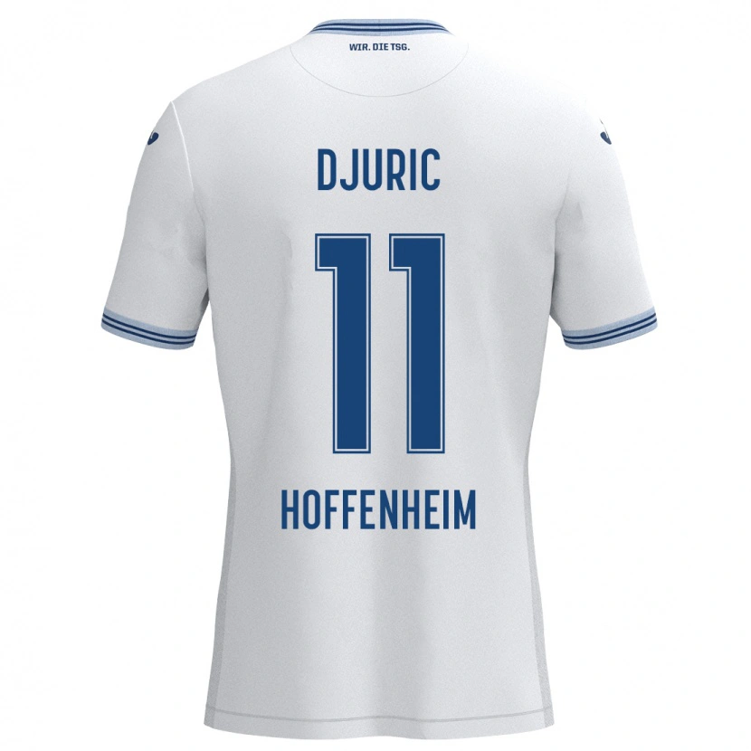 Danxen Dzieci Luka Djuric #11 Biały Niebieski Wyjazdowa Koszulka 2024/25 Koszulki Klubowe