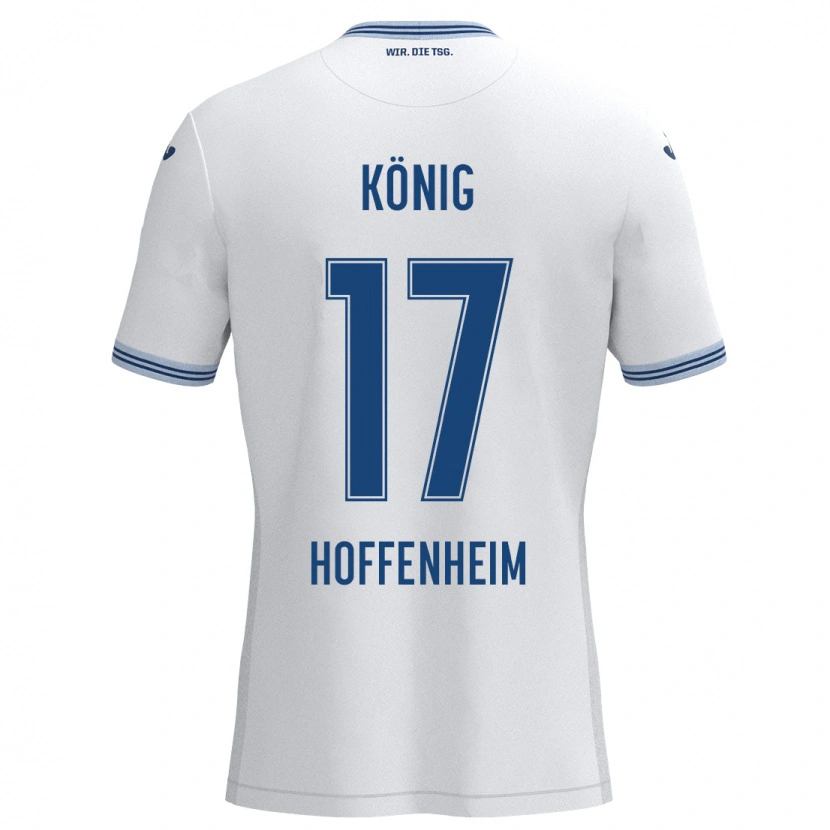 Danxen Dzieci Noah König #17 Biały Niebieski Wyjazdowa Koszulka 2024/25 Koszulki Klubowe