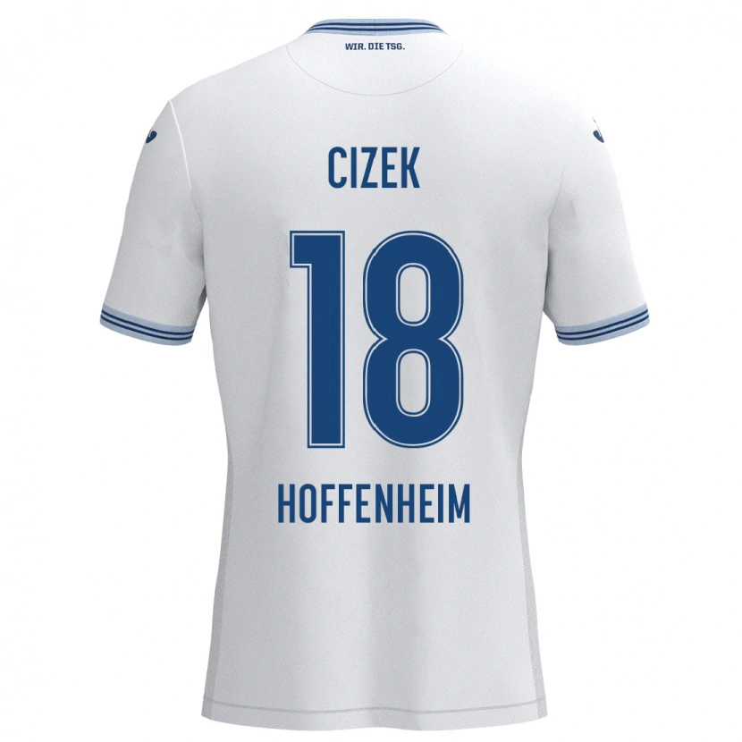 Danxen Dzieci Krystof Cizek #18 Biały Niebieski Wyjazdowa Koszulka 2024/25 Koszulki Klubowe