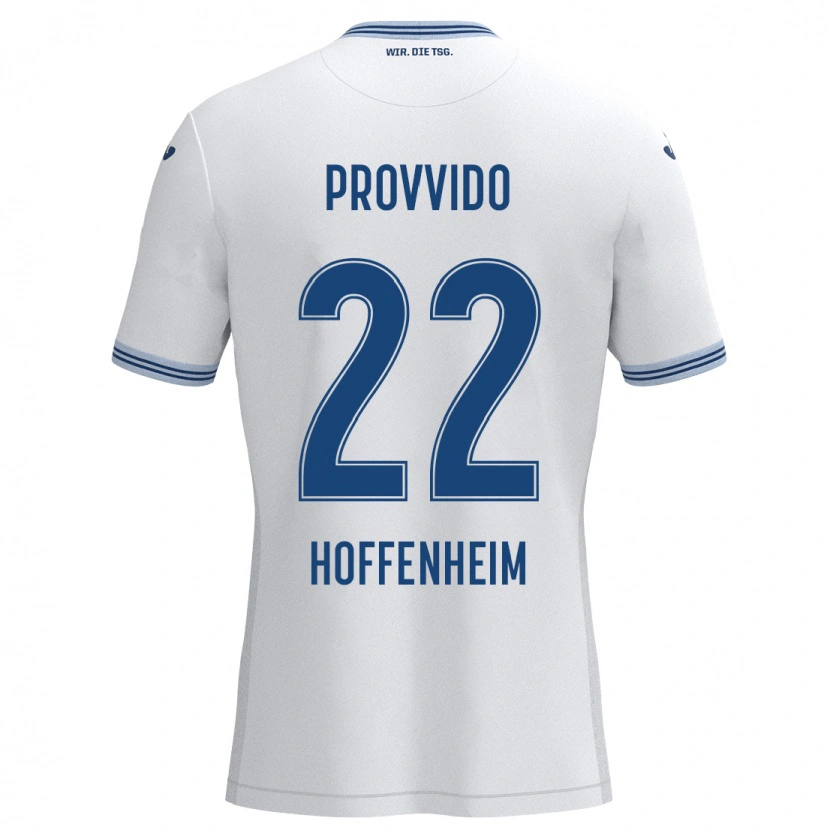 Danxen Dzieci Luca Provvido #22 Biały Niebieski Wyjazdowa Koszulka 2024/25 Koszulki Klubowe