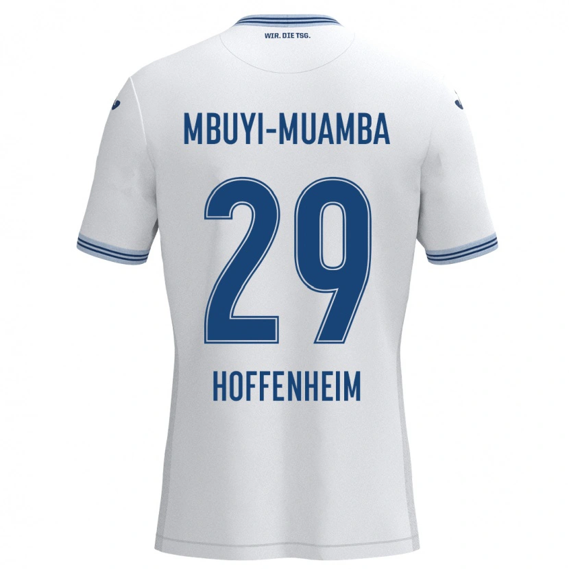 Danxen Dzieci Hubert Mbuyi-Muamba #29 Biały Niebieski Wyjazdowa Koszulka 2024/25 Koszulki Klubowe