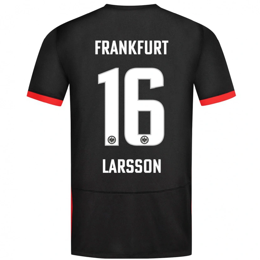 Danxen Dzieci Hugo Larsson #16 Czarny Wyjazdowa Koszulka 2024/25 Koszulki Klubowe